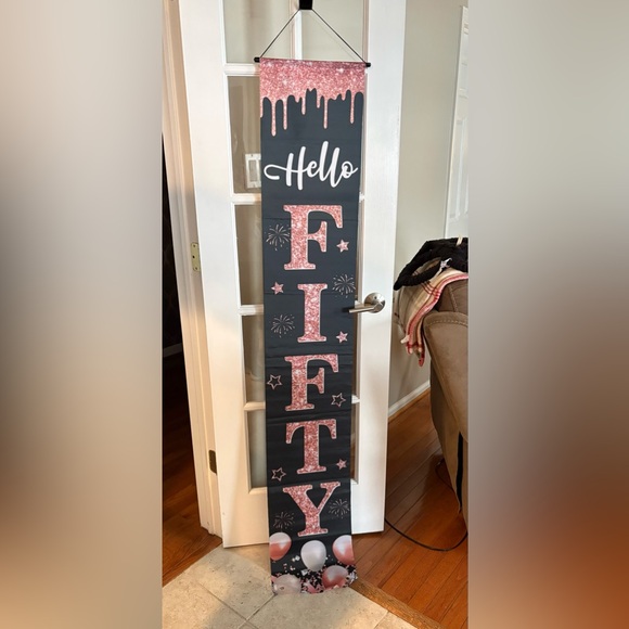 Black, Gold and Pink and Blue 50th Birthday Decorations. - Picture 2 of 6